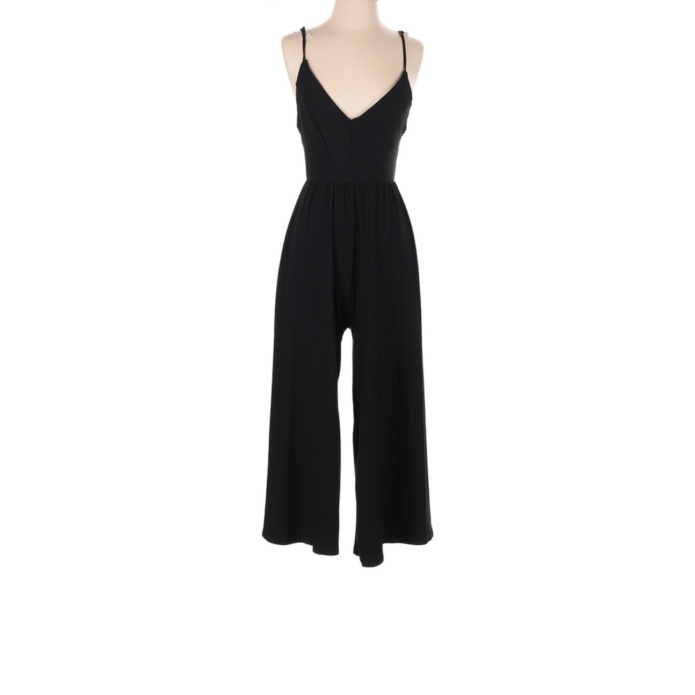 Poof! Black Jumpsuit with Spaghetti Straps and Cropped Wide-Leg Design